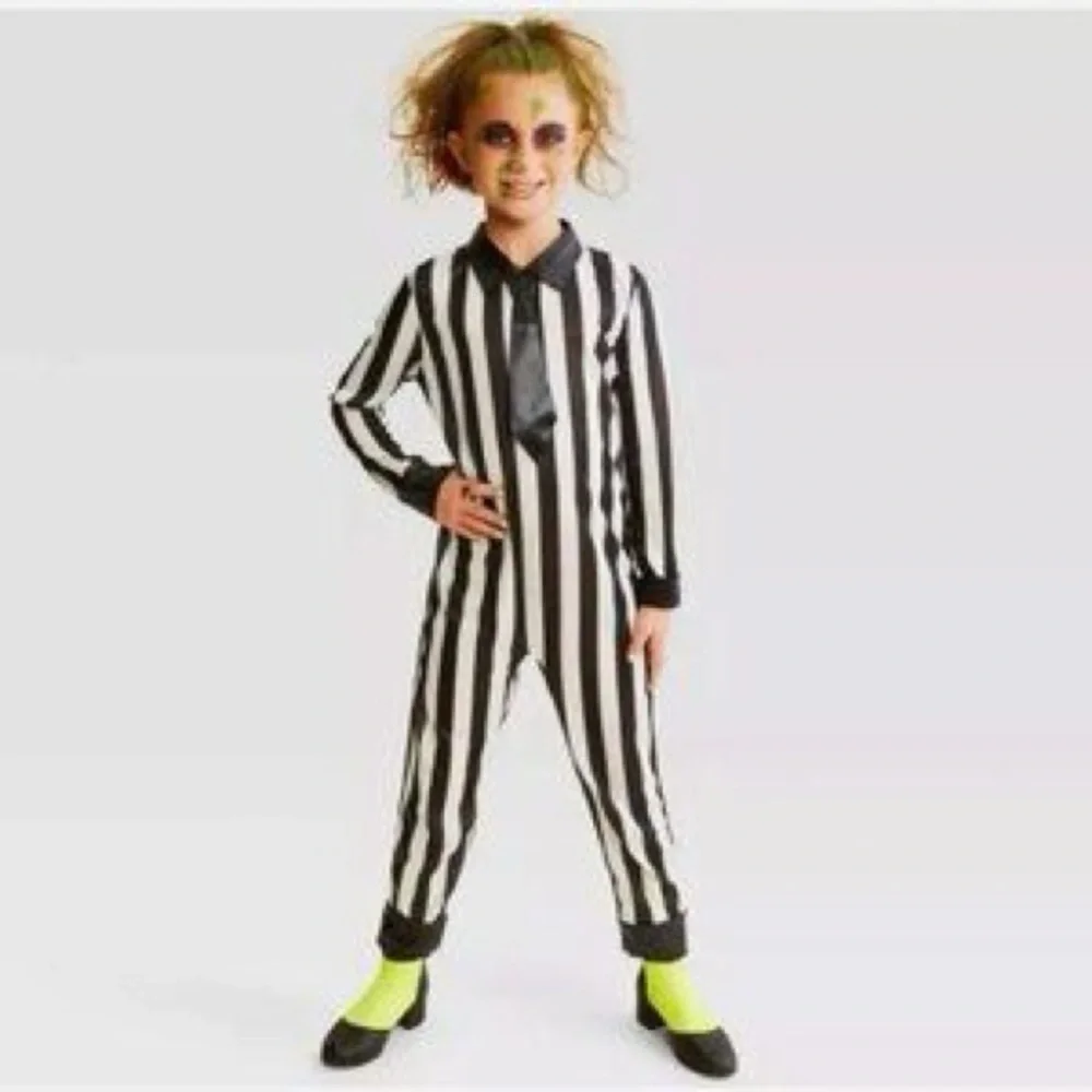 Black and White Striped Costume Jumpsuit